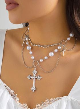 Jewelry Beaded Necklace Love Cross Necklace个性项炼