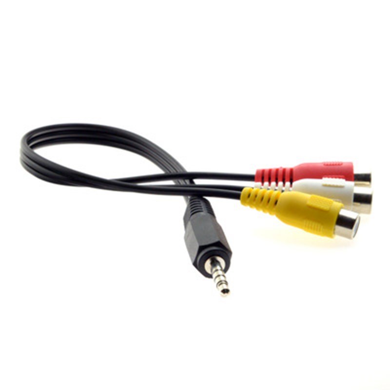 Mini AV Male To 3RCA Female M/F Audio Video Cable Stereo Ad - 图0