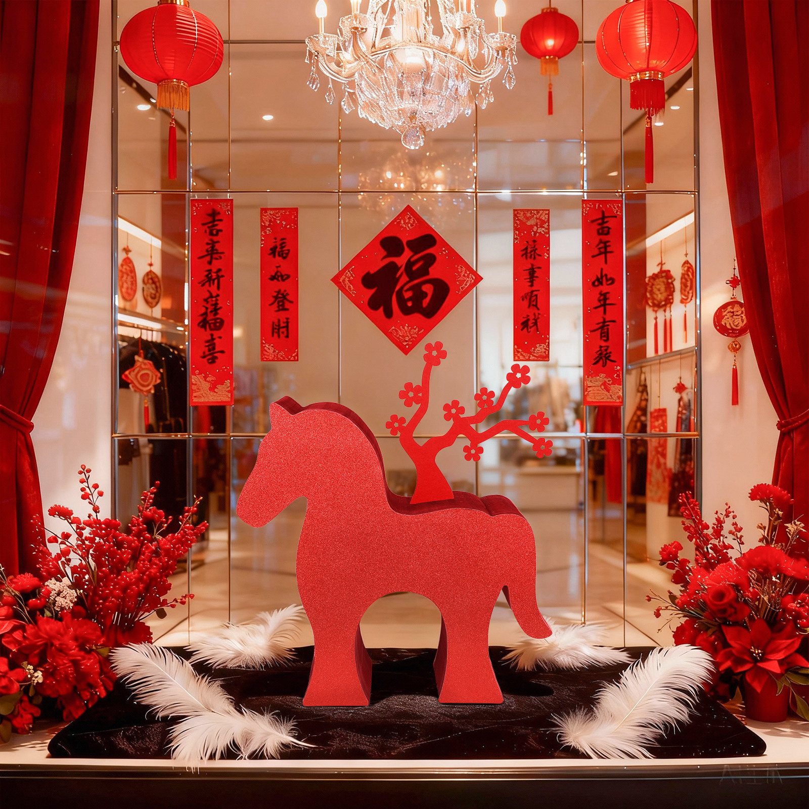 马年吉祥物新年味氛围装饰电视柜旁边入户玄关落地大摆件乔迁新居,淘宝优惠券,粉丝福利购,淘宝优惠卷