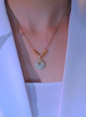 绿色平安转运珠项链女2025新款爆款高级感轻奢小众网红夏天锁骨链