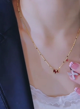 新年红色小马爱心项链复古时尚气质轻奢小众马年本命年锁骨链饰品