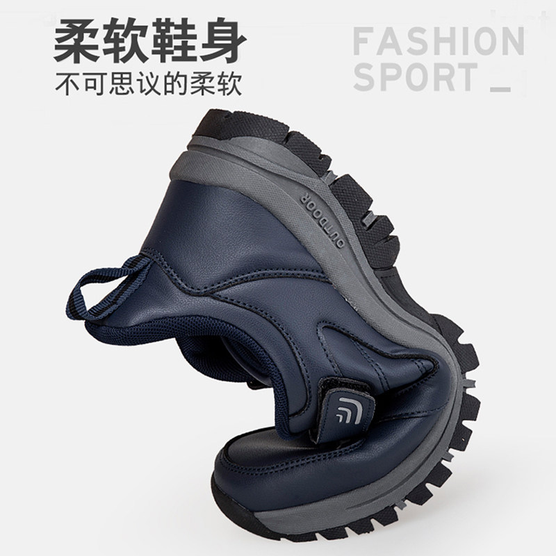 秋冬季足老人鞋官方旗舰店官网正品男女防水皮面中老年健步爸爸鞋 - 图1