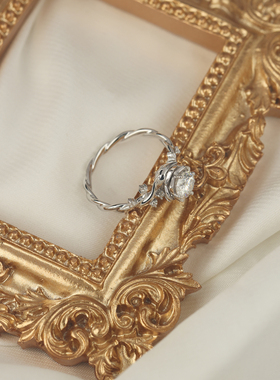 艺升缘珠宝藤叶玫瑰戒指定制S925银50分莫桑石女士钻戒原创设计