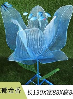 户外不锈钢镂空梅花鹿雕塑园林景观小区草坪铁艺蝴蝶发光落地摆件