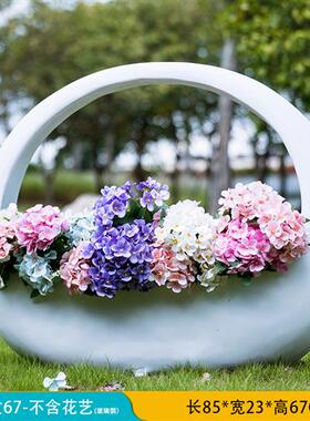 户外简约抽象花篮花盆玻璃钢雕塑花园林景观草坪楼盘美陈装饰摆件