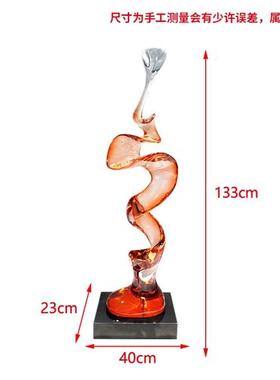 现代轻奢抽象摆件客厅玄关家居软装饰工艺术品透明树脂高级感雕塑