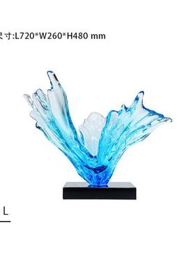 简约现代酒店样板房玄关客厅创意透明树脂雕塑摆件软装艺术品
