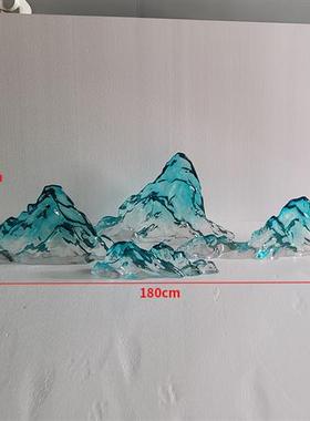 现代简约透明树脂假山雕塑酒店大堂售楼处别墅玄关装饰工艺品摆件
