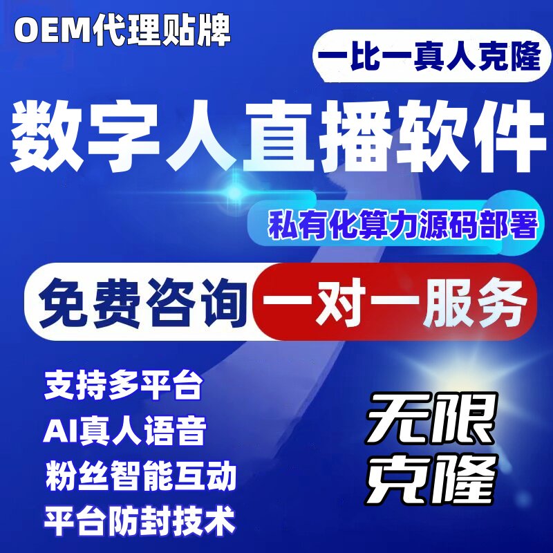 ai数字人视频生成软件【源码/OEM贴牌】真人克隆形象语音实时直播