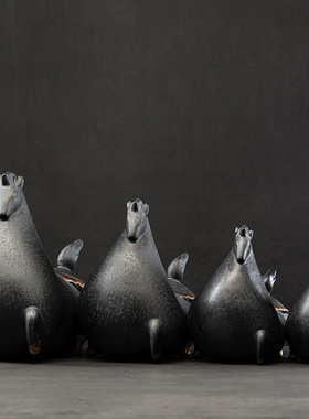 创意招财陶瓷马摆件新中式家居客厅E办公室书房装饰摆设工艺品送