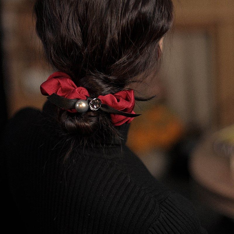 《红色恋人》头饰发绳扎头女头绳高马尾高颜值绑头发皮筋发圈丝绒,淘宝优惠券,粉丝福利购,淘宝优惠卷