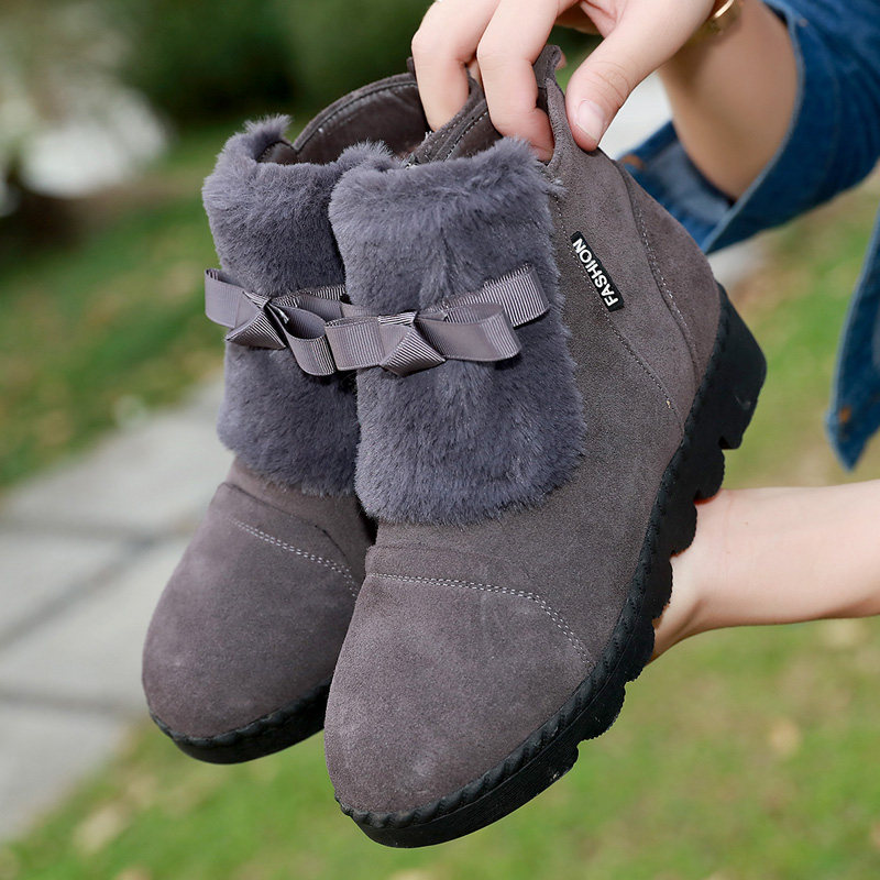 磨砂皮雪地靴女冬季保暖平底短靴加绒加厚底棉鞋大尺码平跟软底棉,淘宝优惠券,粉丝福利购,淘宝优惠卷