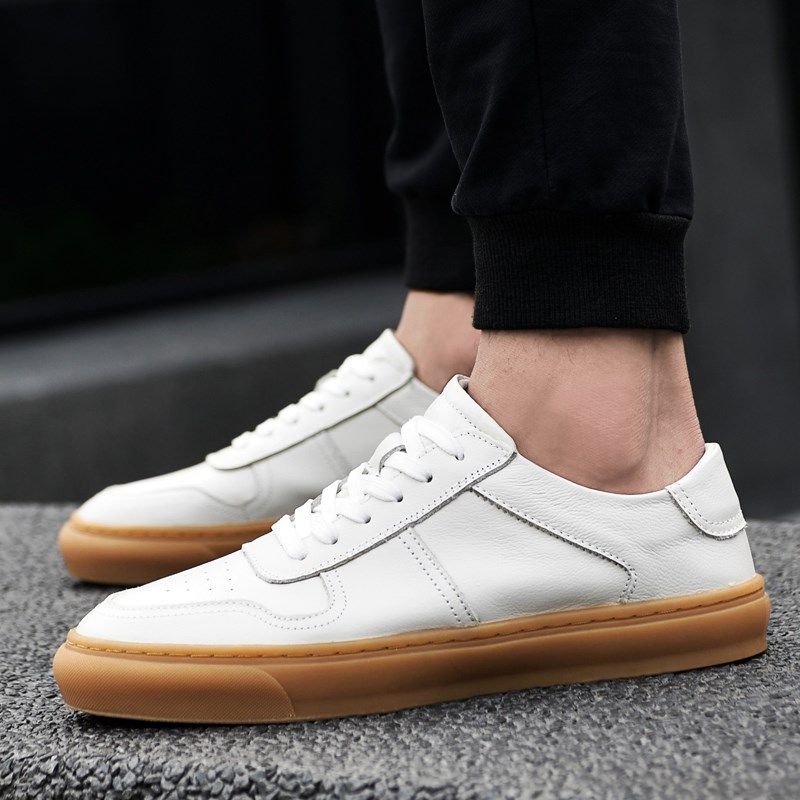 头层牛皮男鞋真皮软底小白鞋男士英伦风休闲鞋复古德训板鞋牛筋底,淘宝优惠券,粉丝福利购,淘宝优惠卷