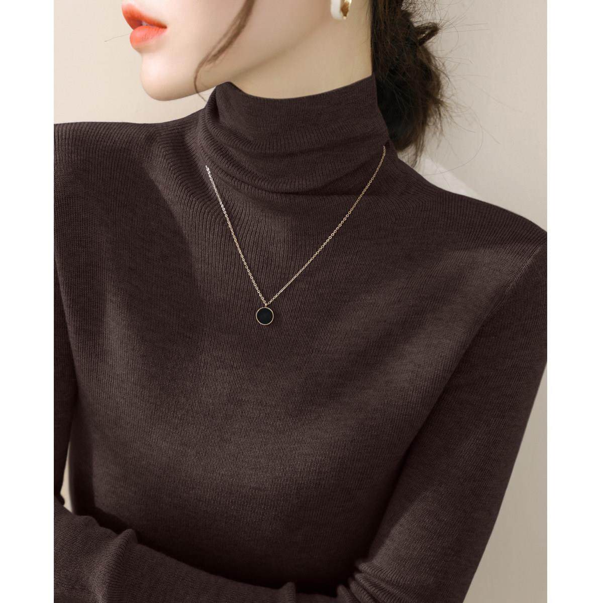 配羊毛大衣内搭绿色高领毛衣女秋冬新款洋气高级感软糯针织打底衫,淘宝优惠券,粉丝福利购,淘宝优惠卷