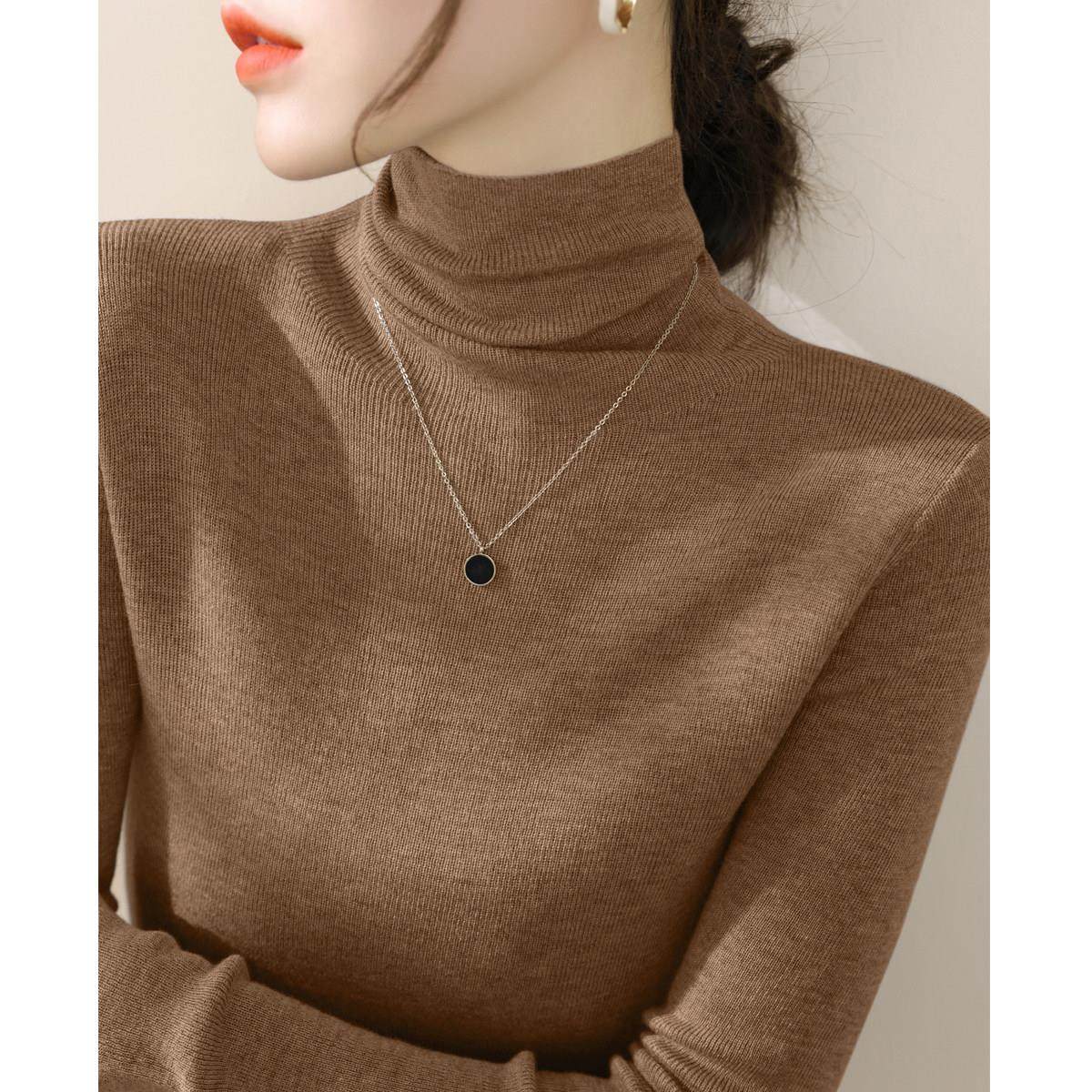 配羊毛大衣内搭绿色高领毛衣女秋冬新款洋气高级感软糯针织打底衫,淘宝优惠券,粉丝福利购,淘宝优惠卷