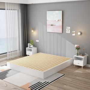 索菲亚现代简约板式床榻榻米落地床1.5m1.8米实木双人床1.2单人床