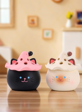 喵呜喵呜小香炉盲盒卡通桌面摆件香薰炉新款家居装饰品送朋友同事