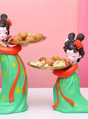 家居创意现代爱国古风女孩托盘