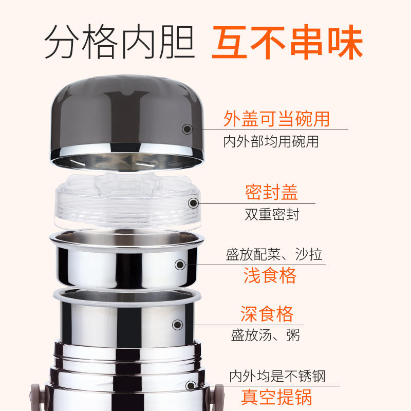 定制304不锈钢超长保温饭盒桶真空1224小时便携大容量汤饭桶学生 - 图2