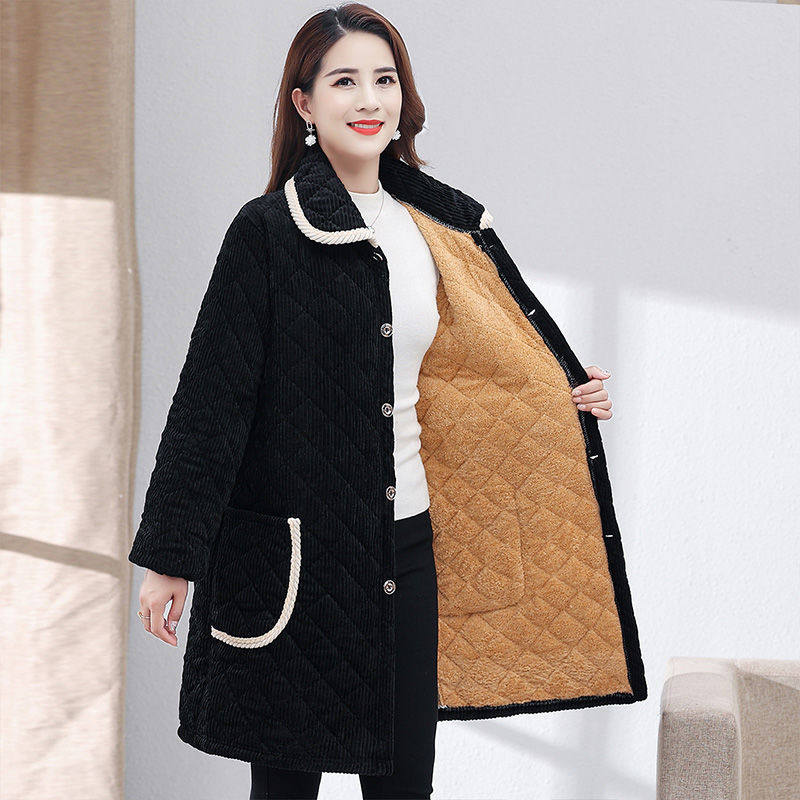 四川省服翻领罩衣女外穿保暖棉大衣洋气妈妈冬装加绒加厚棉衣外套,淘宝优惠券,粉丝福利购,淘宝优惠卷