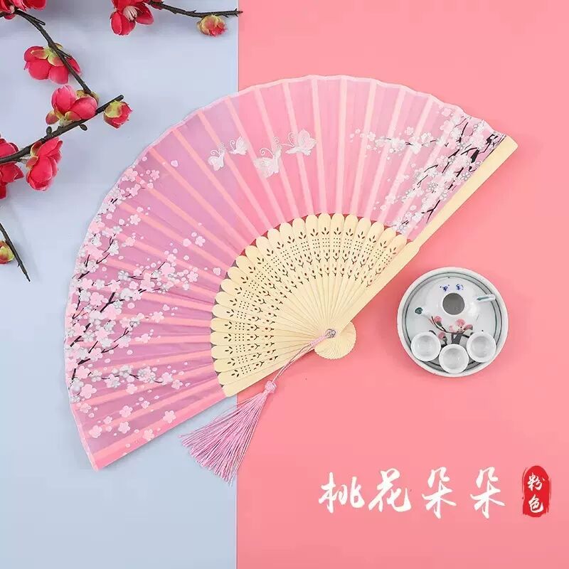 映阶中国风夏日随身流苏扇子折扇古风古代汉服男式汉服小竹扇