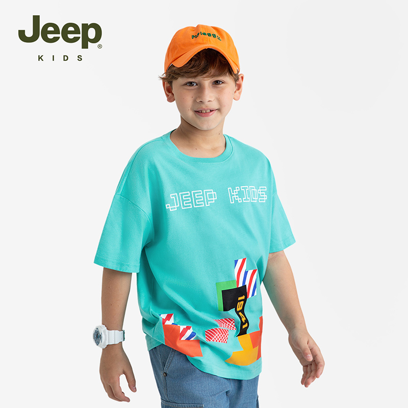 JEEP 2024夏季新款中大童透氣寬松短袖T恤 *2件（110~160碼）多款