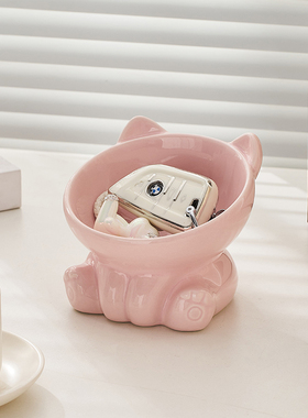 轻奢陶瓷入户玄关钥匙收纳摆件门口鞋柜托盘置物架放钥匙的收纳盒