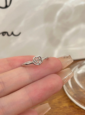 棉左女合金简约玫瑰花戒指女