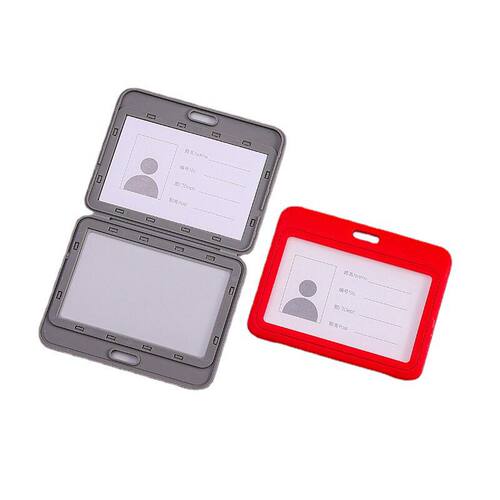 厂家新款牌双面透明员工牌塑料胸卡套彩色证卡套 - 图3