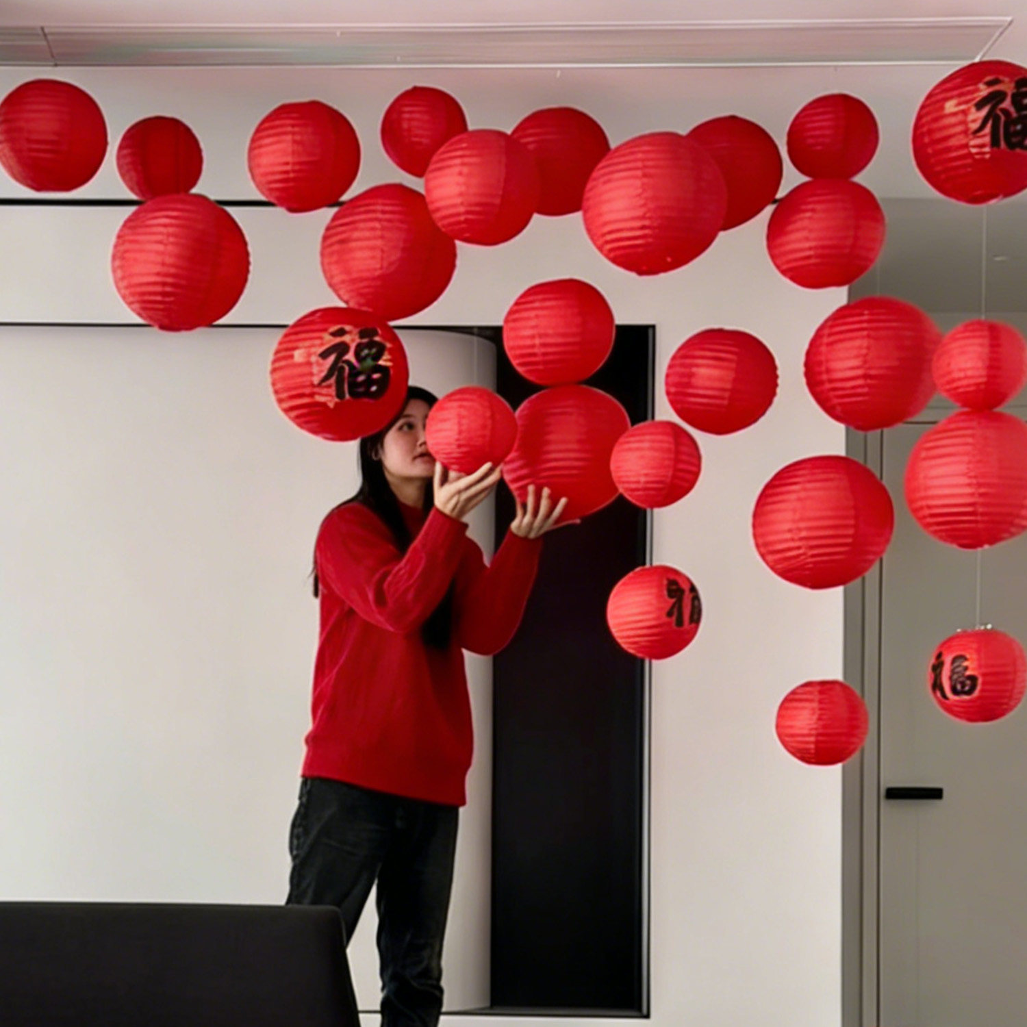 新年装饰春节喜庆红色福字灯笼2026过年氛围感节日装扮拍照背景墙,淘宝优惠券,粉丝福利购,淘宝优惠卷