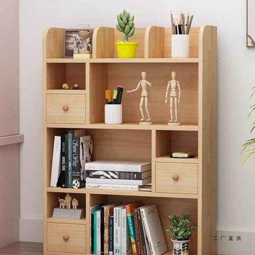 简易实木桌上小书架学生儿童收纳架松木多层飘窗储物柜桌面置物架 - 图2