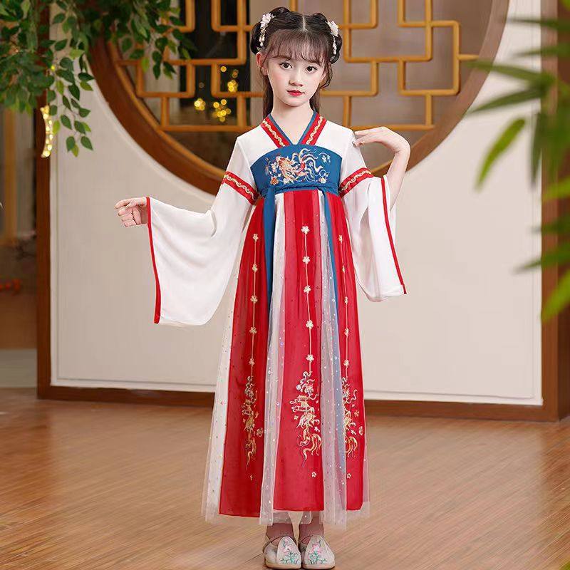 童新款儿童国学服开笔礼书童汉服夏季古装中唐装女薄款演出服,淘宝优惠券,粉丝福利购,淘宝优惠卷