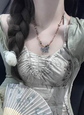 复古串珠项链高级设计感小众古风