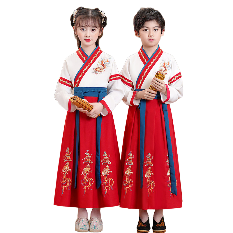 童新款儿童国学服开笔礼书童汉服夏季古装中唐装女薄款演出服,淘宝优惠券,粉丝福利购,淘宝优惠卷