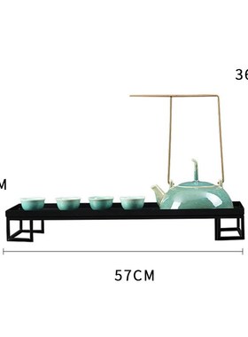 新中式白色茶具摆件样板房茶室软装饰品玄关电视柜茶几博古架家居