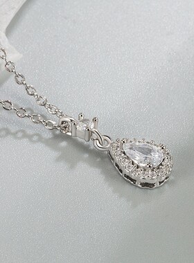 锆石水滴项链女气质2023新款爆款秋冬百搭温O柔法式小众设计锁骨