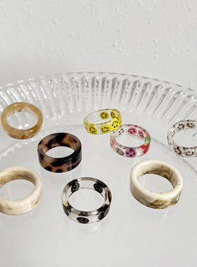 树脂小众设计e戒指女生高级感闺蜜食指戒2024新款爆款时尚个性指