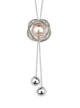 珍珠长款镶钻毛衣链秋冬新款高级感高端优雅大气项链简Z约百搭配