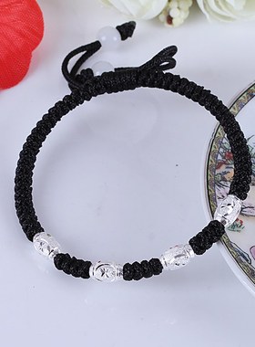 红绳手链925银红色男女情侣甜美日韩民族风P本命年饰品首饰韩版