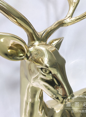 动物落地摆件大型铜鹿纯铜大厅楼梯口酒店客厅招财铜鹤大号装饰品