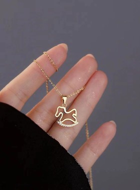 玫瑰金项链无合金锁骨链女