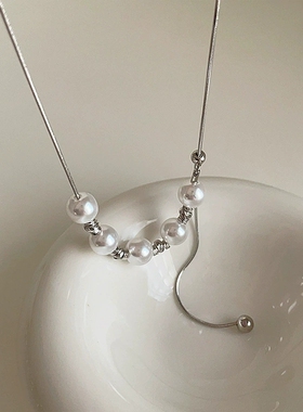 可抽拉颈链RONERAI金属锁骨链女