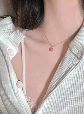 粉色锁骨链无合金锁骨链女