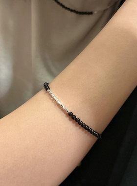 黑玛瑙手链RONERAI碎银子小众女