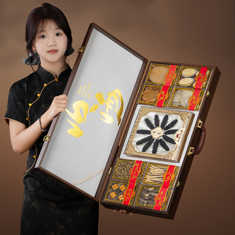 木盒九拼大连海参鲍鱼海鲜干货礼盒过节高档滋补品送领导顺丰包邮,淘宝优惠券,粉丝福利购,淘宝优惠卷