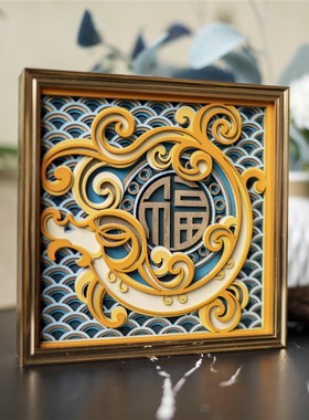 梯木叠雕龙年客厅电视柜玄关装饰小摆件家居饰品新年礼物乔迁礼品