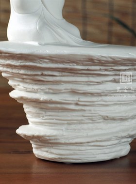 问道 德化白瓷传统小号人物高台雕塑禅道中式禅意工艺品摆件