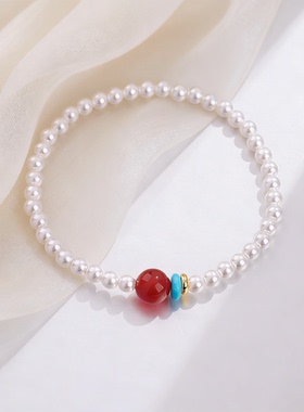 红玛瑙手串施家珍珠本命年女手链