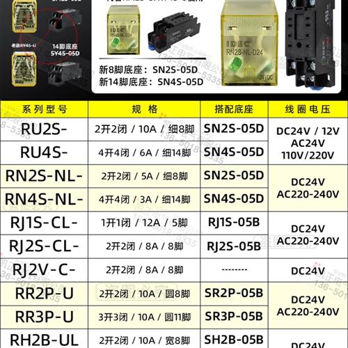 和泉继电器RU2S-D24-A220 RU4S-D24-A22  DC24V-AC220V SY4S/SM2S - 图2