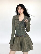 New ruffle hot girl rose with long sleeves 100 pleats for a thin woman autumn